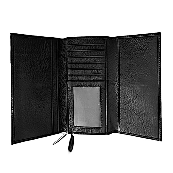 BANANA REPUBLIC Women’s Black Pebbled Leather Trifold Wallet - Picture 4 of 9